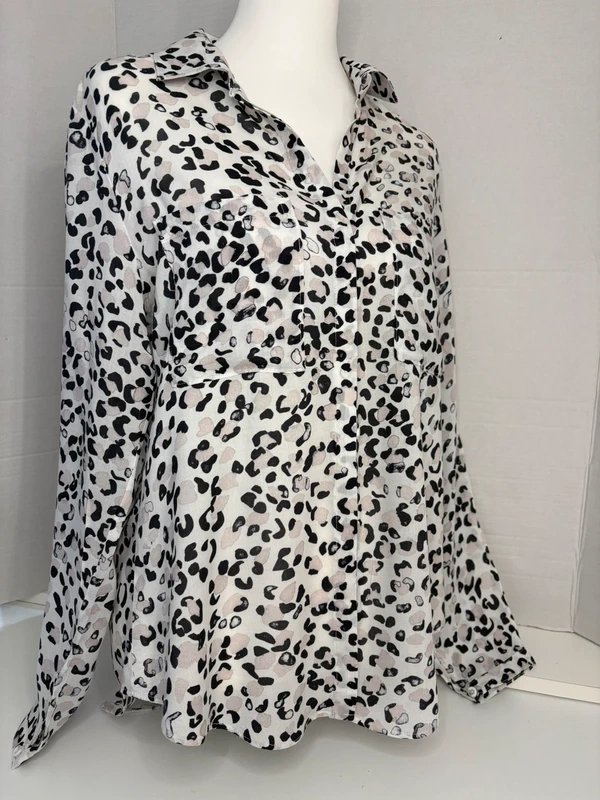 Anthropologie Gorgeous Anthropologie Cloth & Stone Leopard Print Blouse – Size S Cream Brown - 1