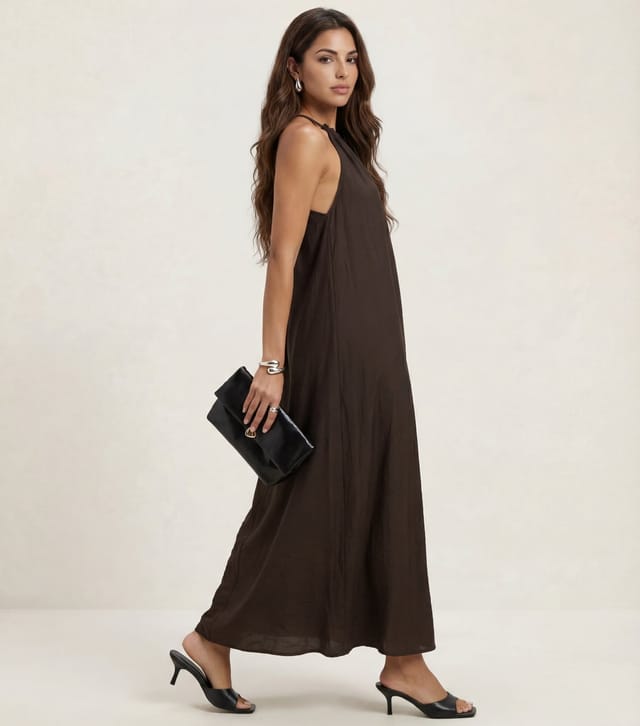 Urban Bliss Women's Brown Braided Neck Trim Maxi Dress Urban Bliss New Look - 2