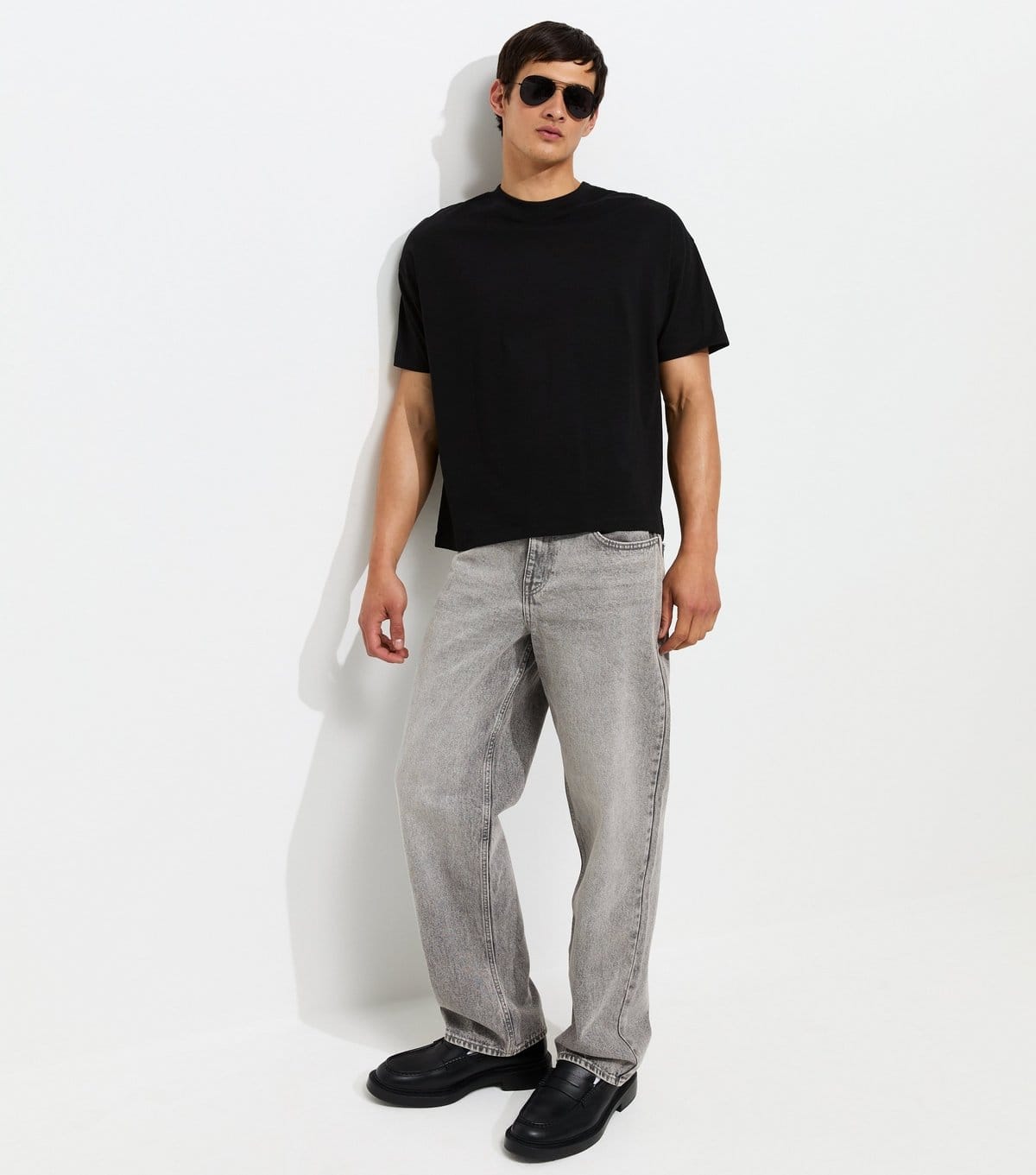 New Look Men's Light Grey Baggy Fit Jeans