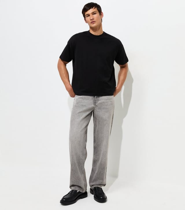 New Look Men's Light Grey Cotton Baggy Fit Jeans New Look - 2