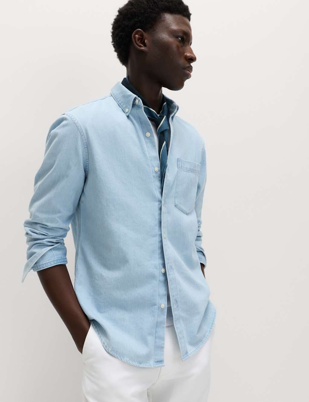 Marks & Spencer M&S Denim Shirt Light Blue