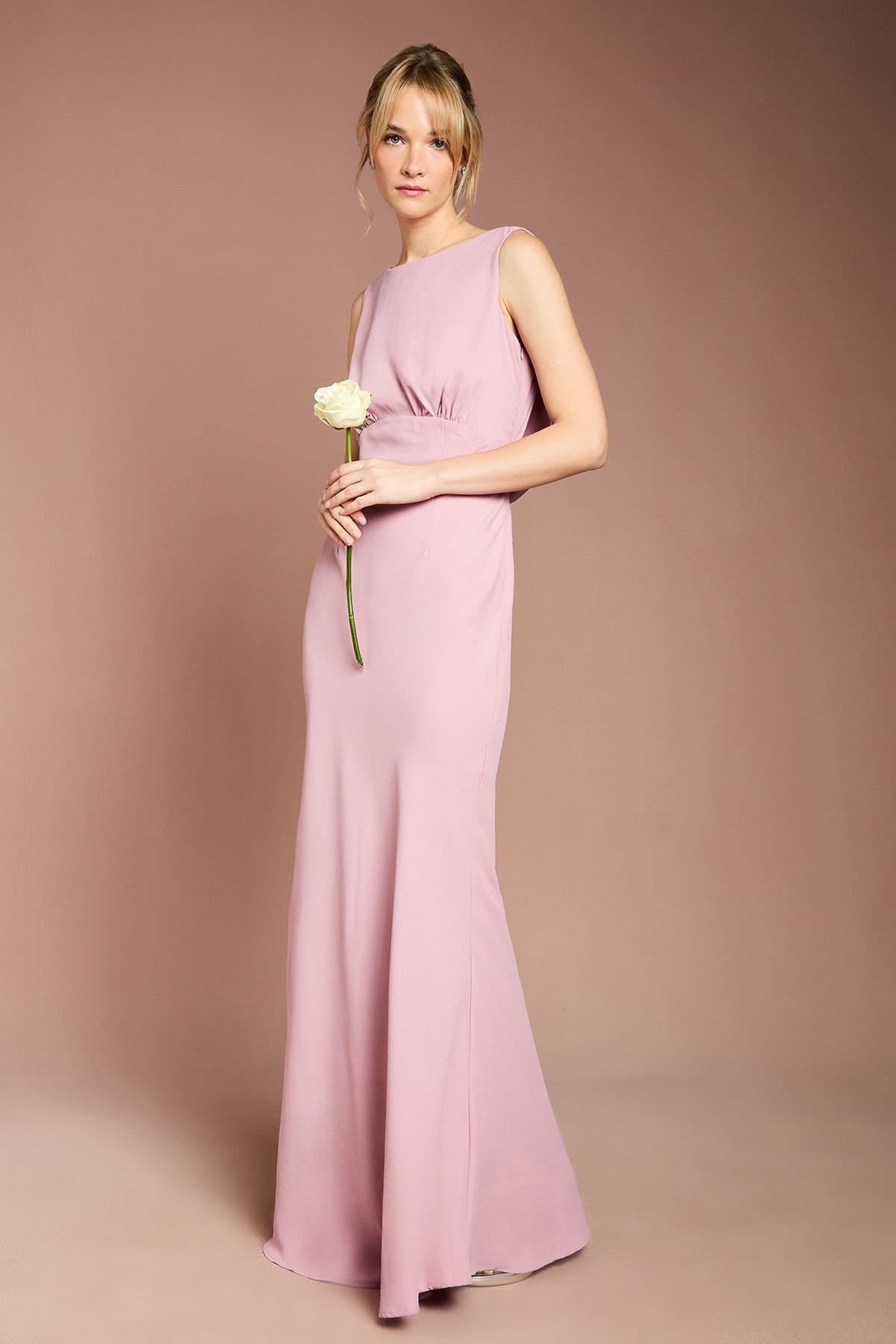Coast Coast Women's Honoured Sleeveless Cowl Back Maxi Bridesmaid Dress in Antique Rose
