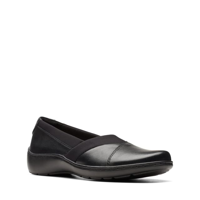 Clarks Clarks Women's Cora Charm Black Leather Slip Ons - 2
