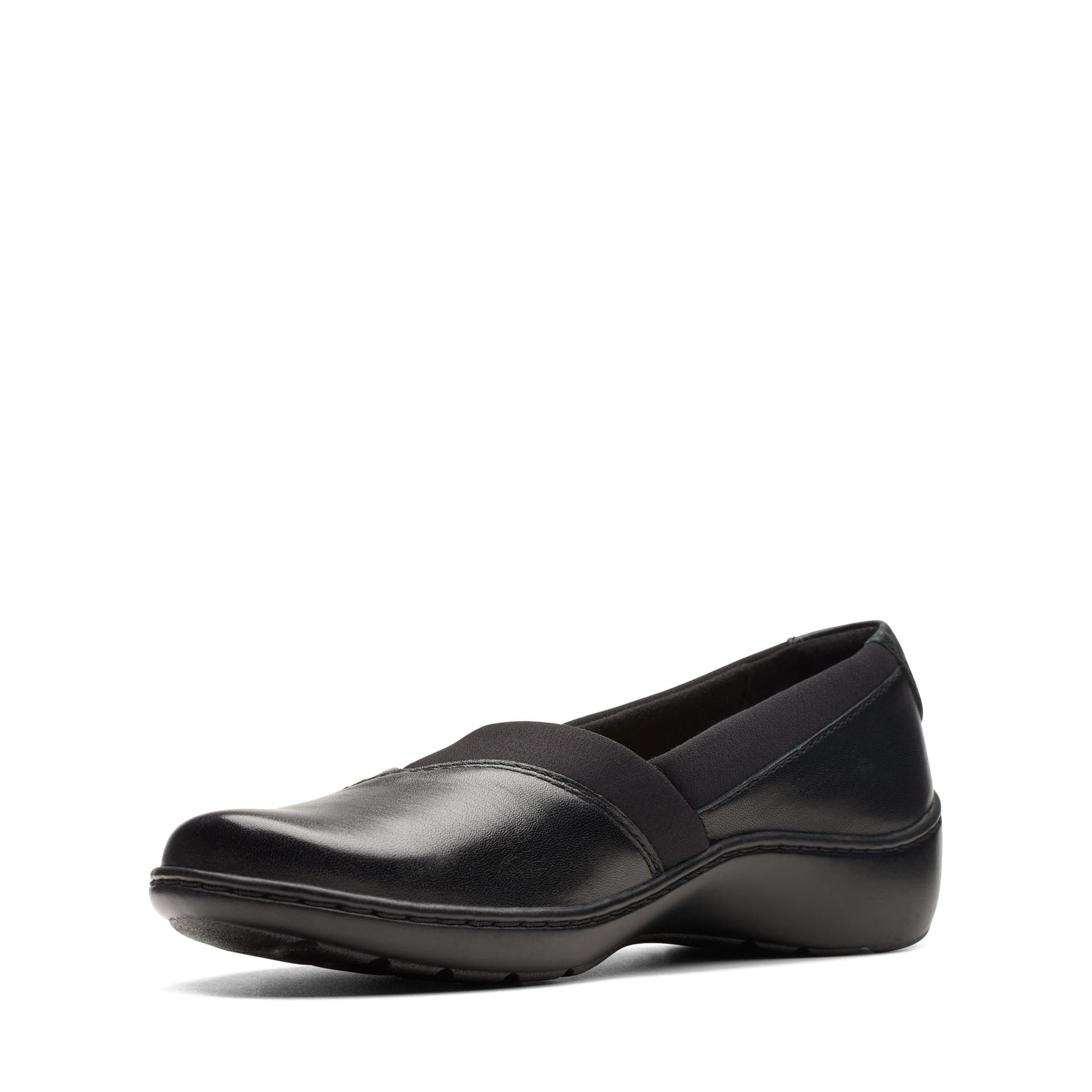 Clarks Clarks Women's Cora Charm Black Leather Slip Ons - 4