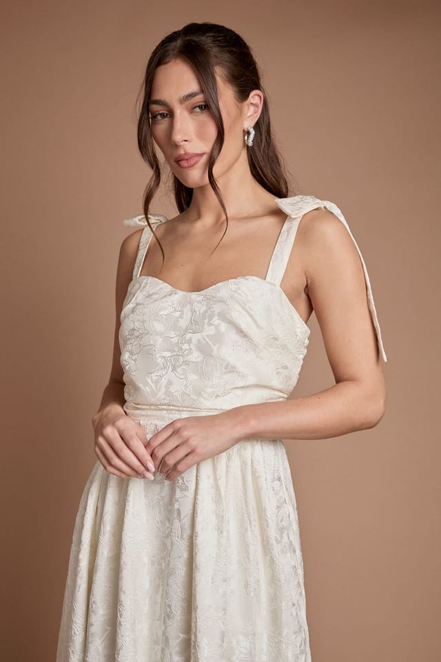 Coast Coast Women's Sleeveless Tie Shoulder Jacquard Maxi Wedding Dress in Ivory - 2