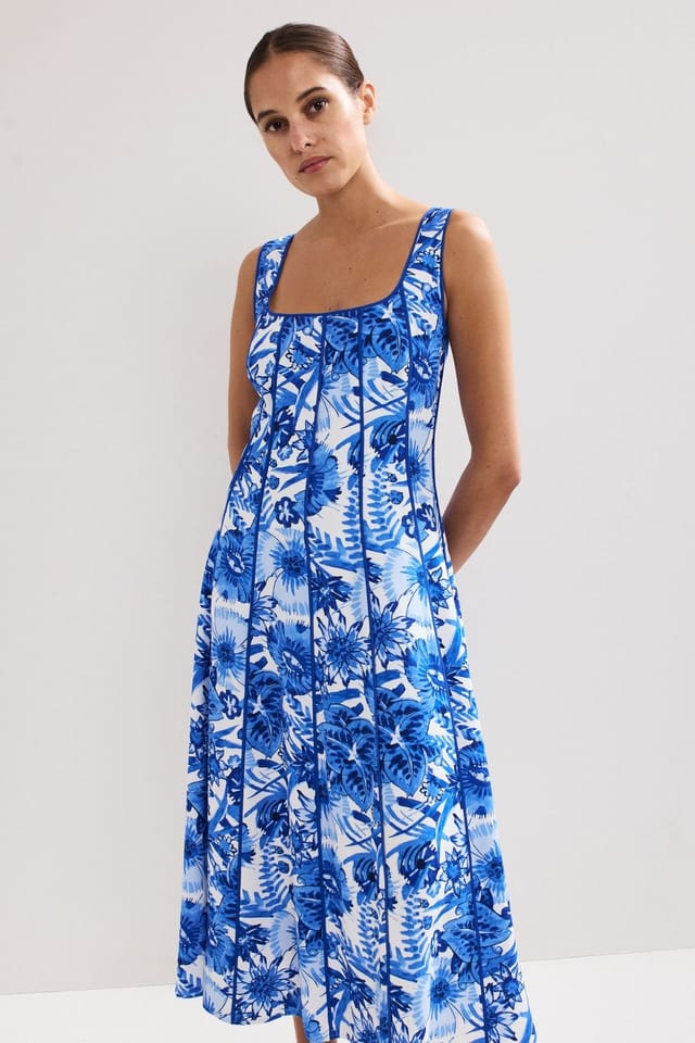 Phase Eight Phase Eight Women's Goldie Printed Dress in Bright Blue - 3
