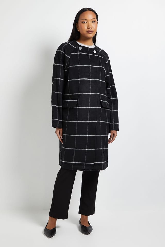 Wallis Wallis Women's Principles by Check Wrap Button Coat - 2