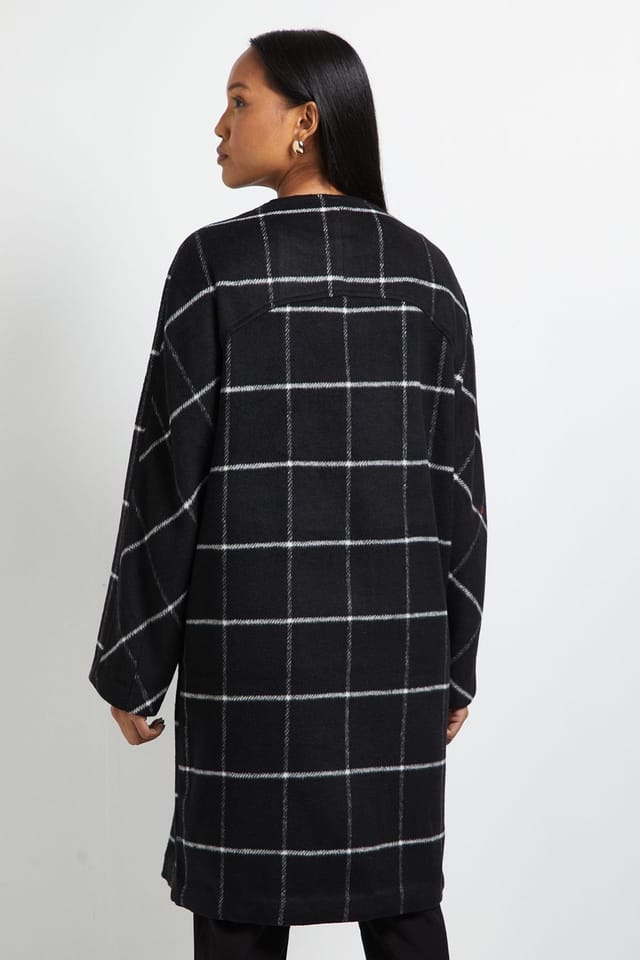 Wallis Wallis Women's Principles by Check Wrap Button Coat - 3