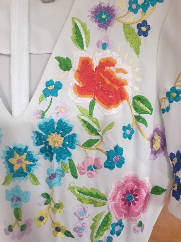 ASOS White Asos pleated embroidered dress