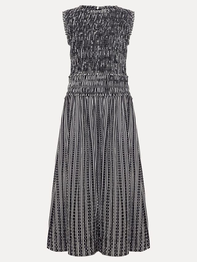 Phase Eight Phase Eight Women's Chiara Smocked Stripe Midi Dress in Black - 2