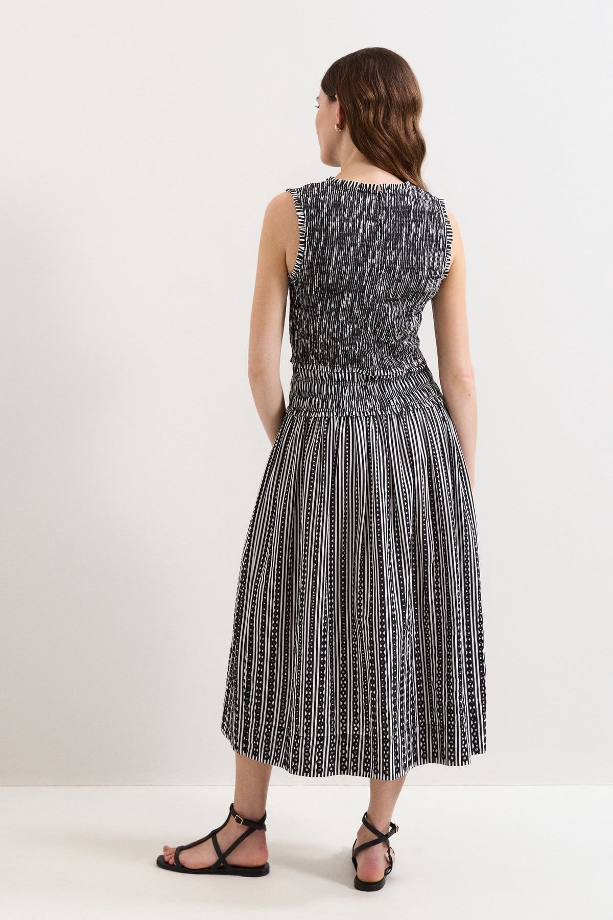 Phase Eight Phase Eight Women's Chiara Smocked Stripe Midi Dress in Black - 4