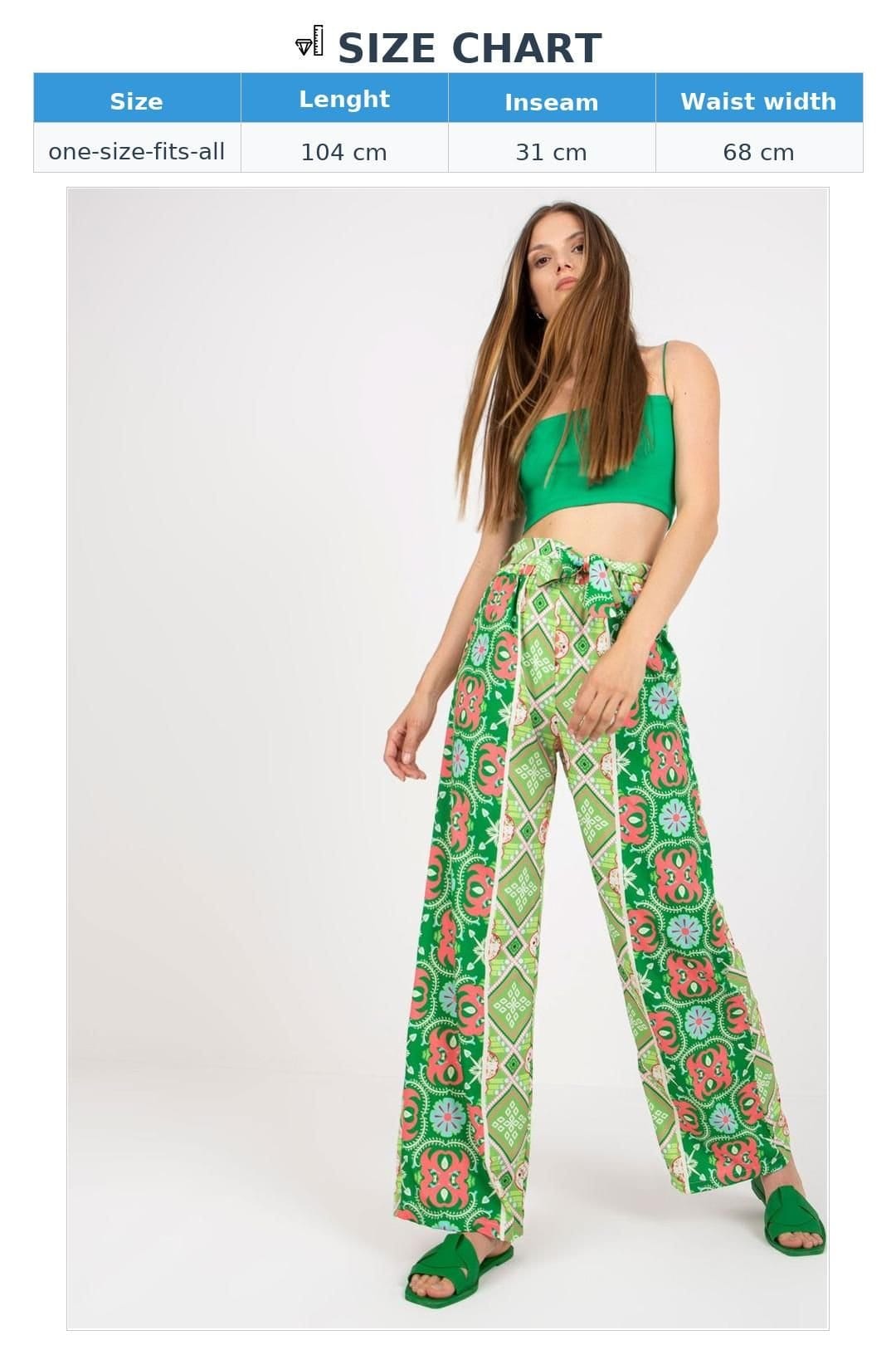 Love Lace Love Lace Women's High Waist Wide Leg Elastic Waist Trousers in Green - 4