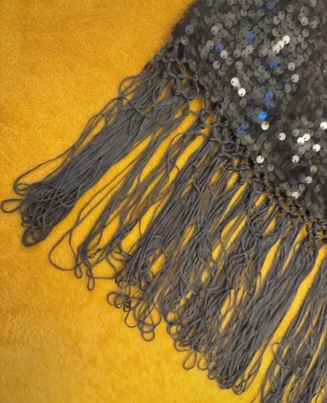 River Island River Island sequin fringed mini skirt in black