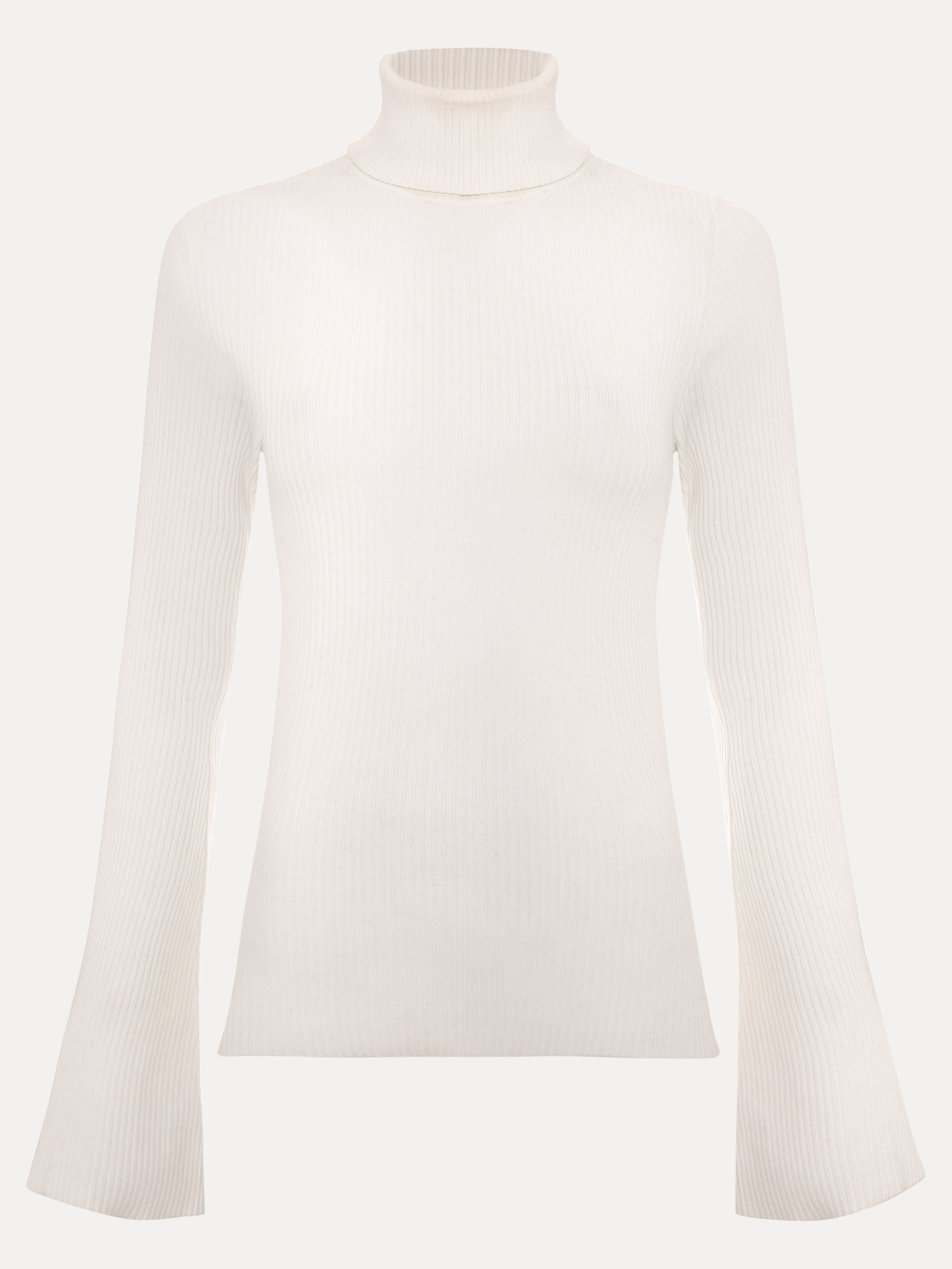 Phase Eight Phase Eight Women's Fran Fluted Sleeve Ribbed Roll Neck in Off-White - 2