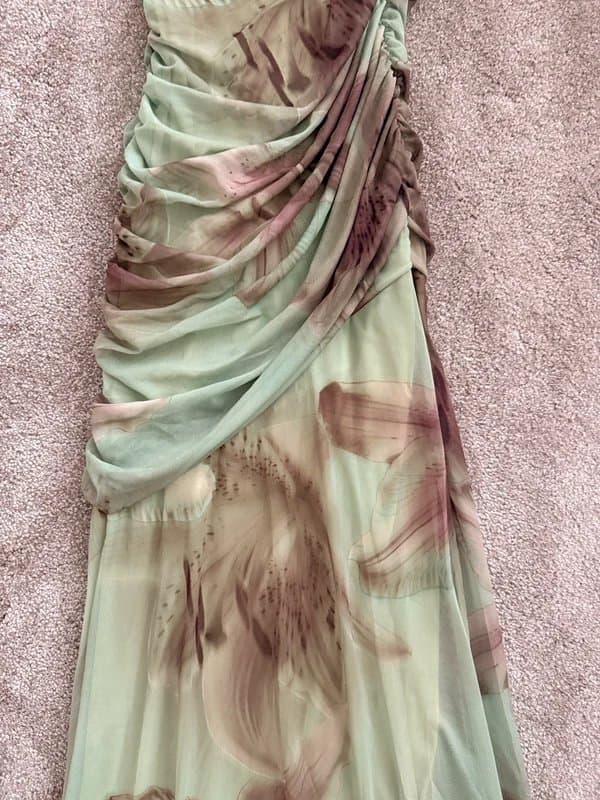 ASOS Design ASOS Design green & brown ruched maxi dress size 4