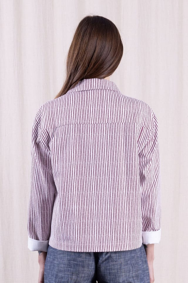 Nomads Clothing Nomads Clothing Women's Women Cotton Drill Striped Jacket in Crimson - 3
