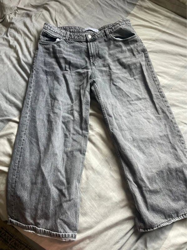 Bershka Bershka grey wide leg jeans