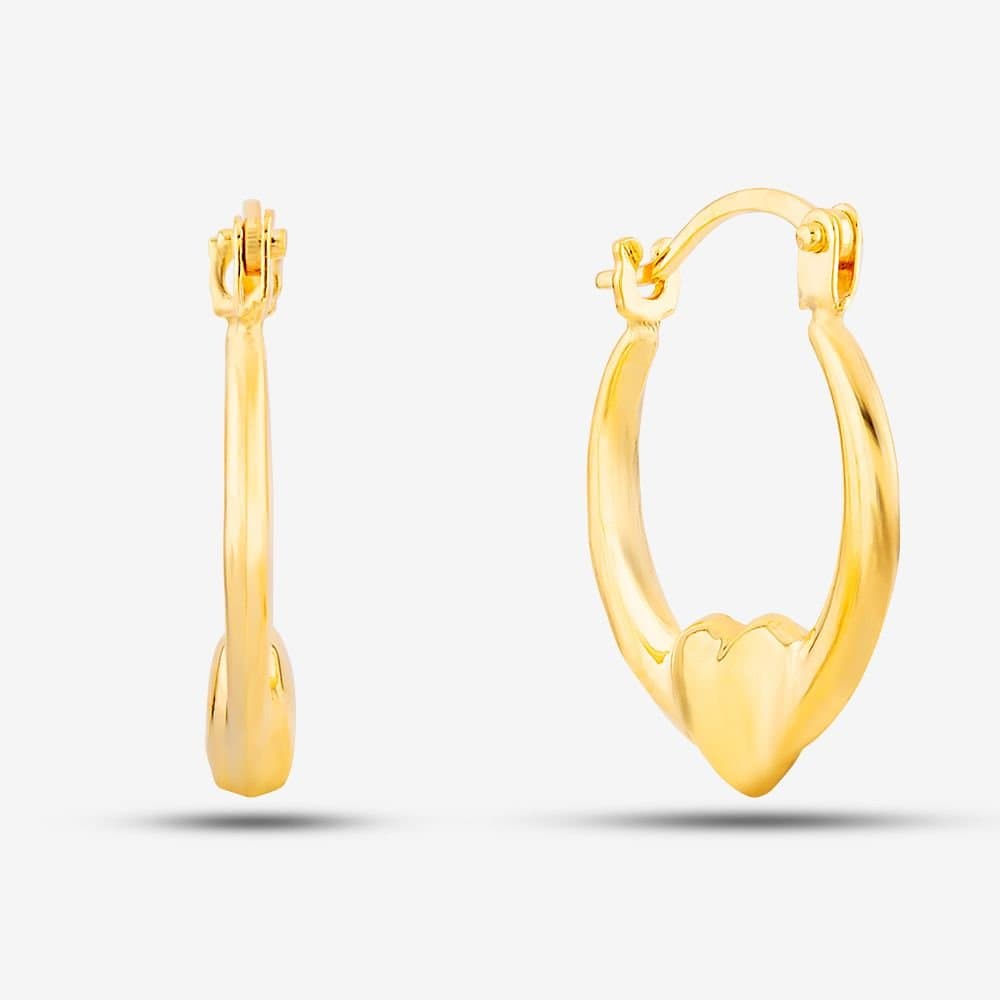 T.H.Baker T.H.Baker Women's 9ct Yellow Gold 12mm Heart Creole Earrings UER129Y
