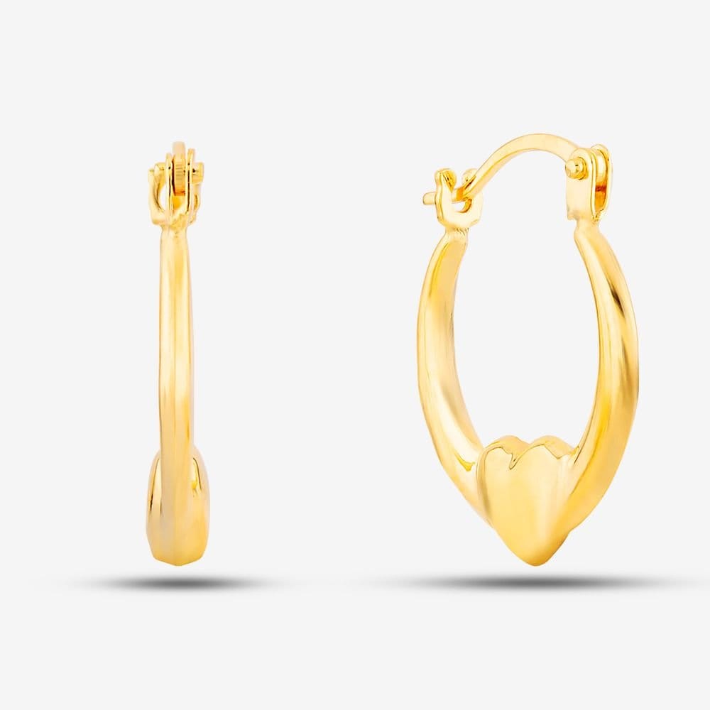 T.H.Baker T.H.Baker Women's 9ct Yellow Gold 12mm Heart Creole Earrings UER129Y - 1