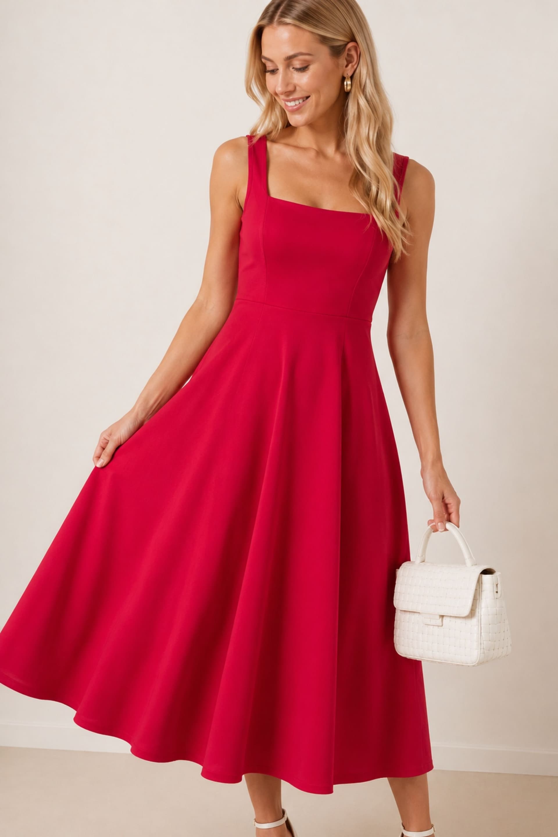 Style Cheat Style Cheat Women's Fit & Flare Red Midi Dress
