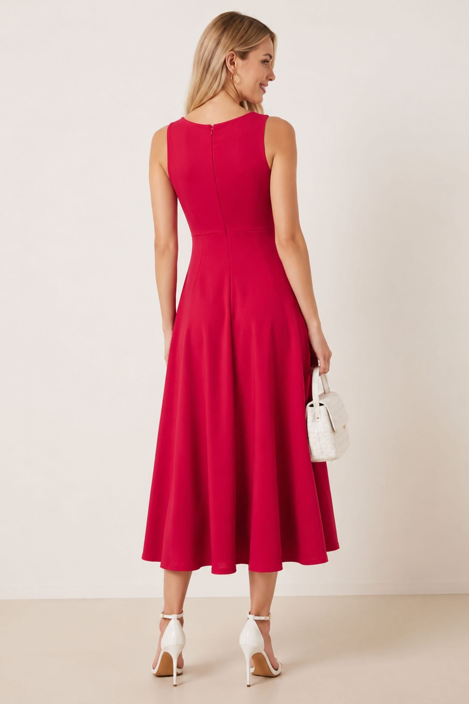 Style Cheat Style Cheat Women's Fit & Flare Red Midi Dress - 4