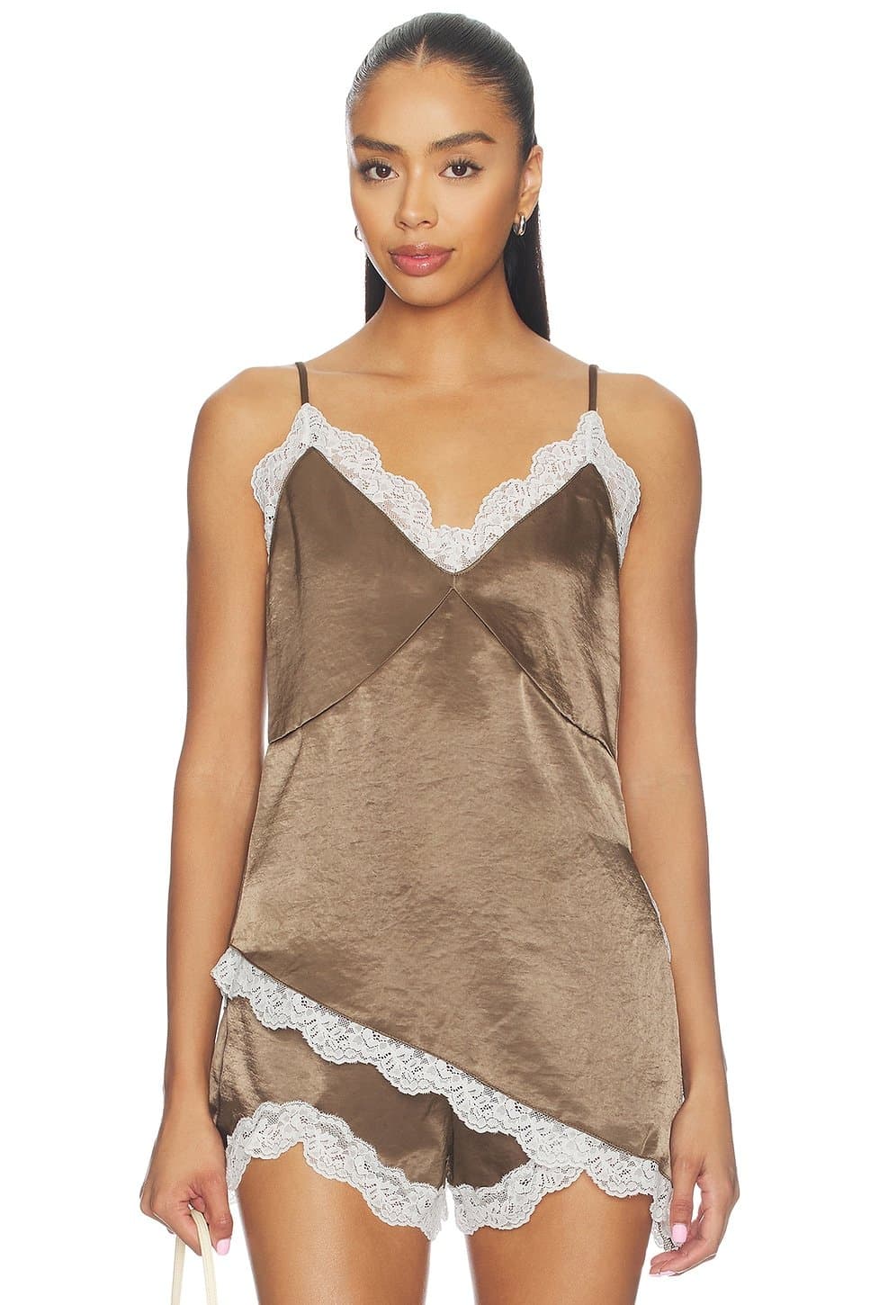 revolve Revolve Hazel Satin Cami Top With Lace Trim