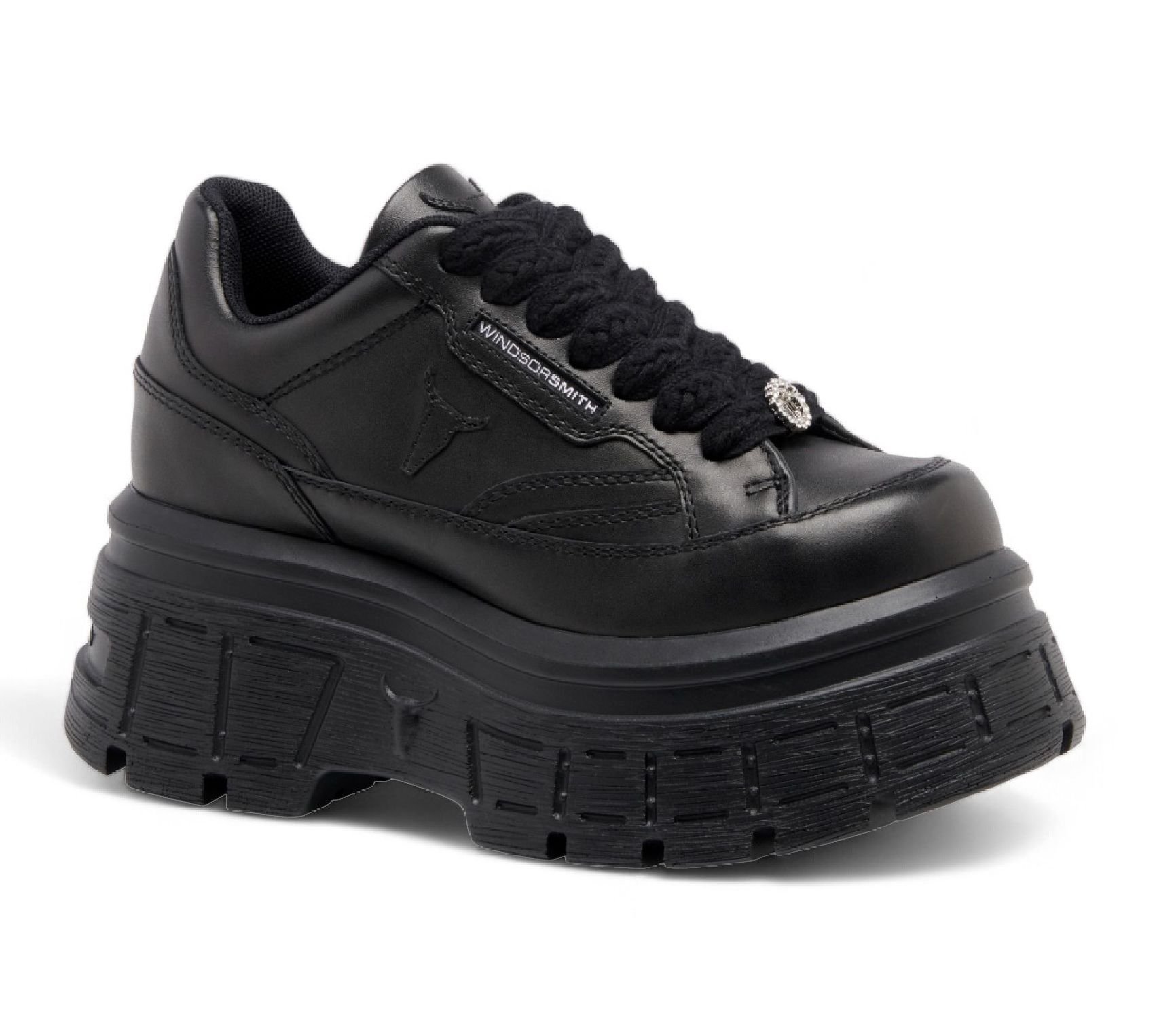 Windsor Smith Windsor Smith Women's Chunky Leather Sneakers - Swerve in Black - 3