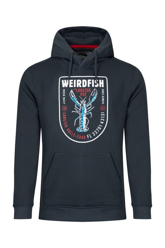 Weird Fish Weird Fish Men's Mckay Front Print Hoodie Sweatshirt in Navy - 2