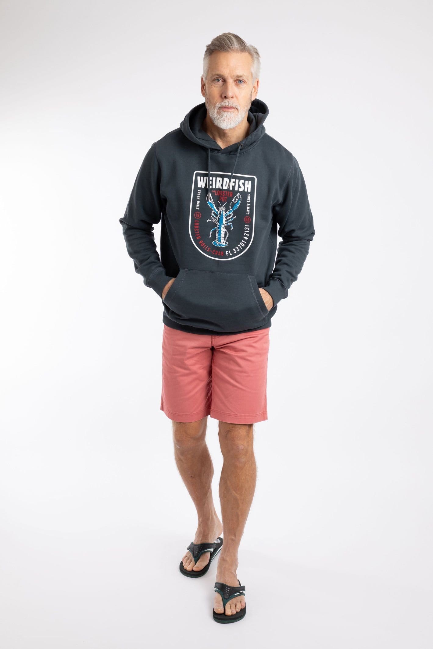 Weird Fish Weird Fish Men's Mckay Front Print Hoodie Sweatshirt in Navy - 4