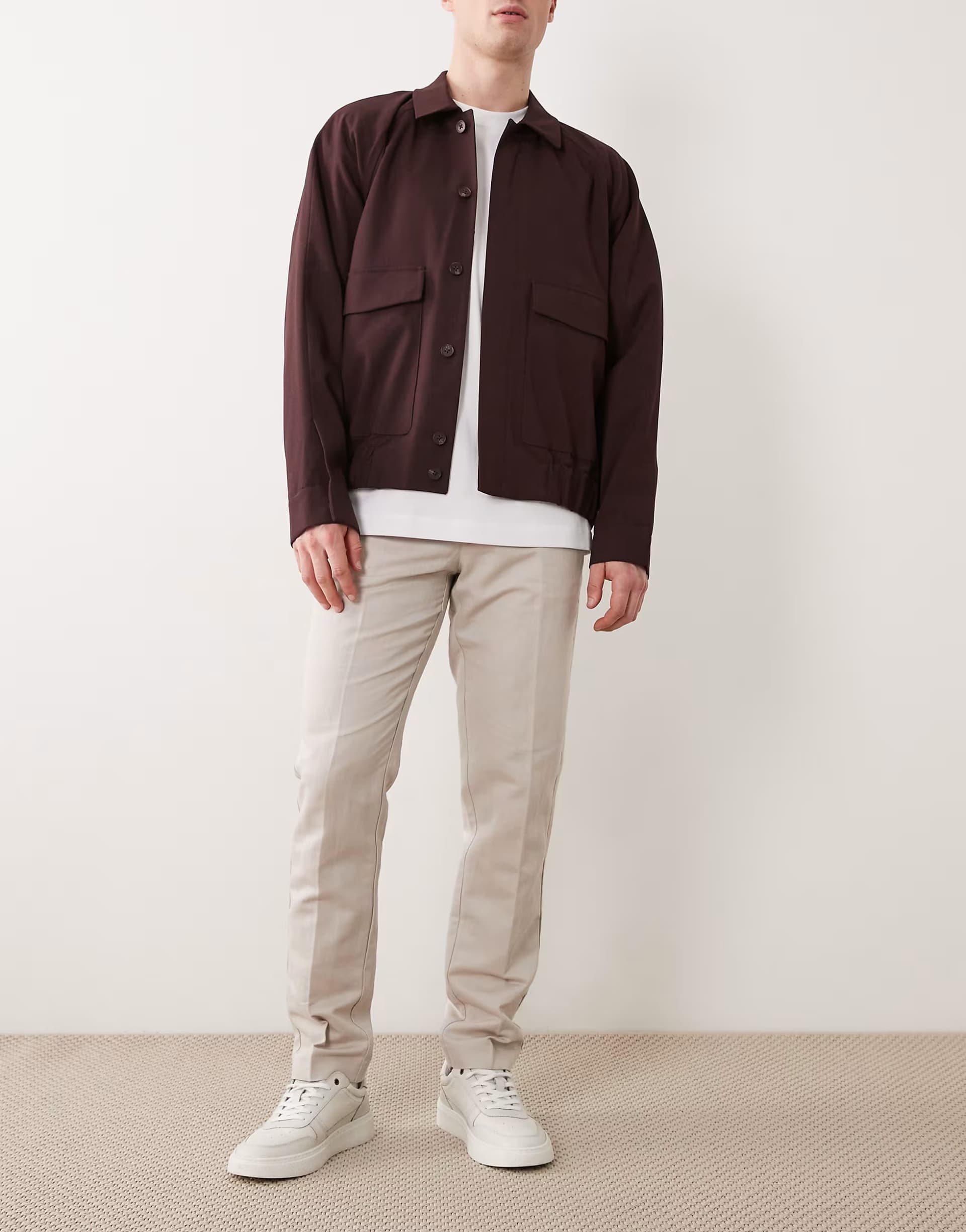 ASOS ASOS DESIGN smart linen rich slim trousers in stone