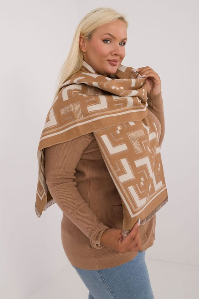 Love Lace Love Lace Women's Geometric Viscose Scarf with Tassel Ends for Everyday Elegance in Brown - 2