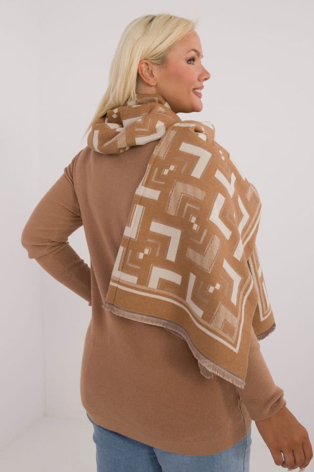 Love Lace Love Lace Women's Geometric Viscose Scarf with Tassel Ends for Everyday Elegance in Brown - 3
