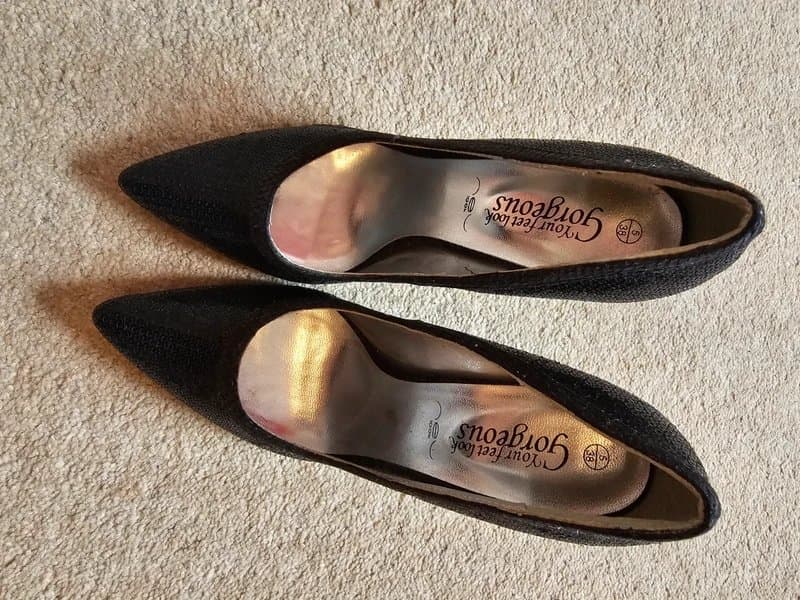 New Look New Look black high heels with sequin effect size 5