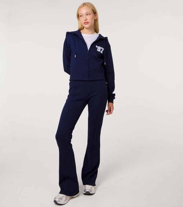 Pink Vanilla Women's Navy 1997 Embroidered Zip Crop Hoodie Pink Vanilla New Look - 2