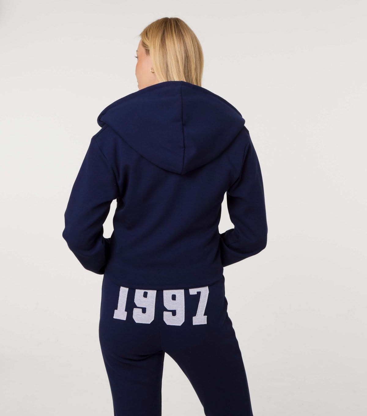 Pink Vanilla Women's Navy 1997 Embroidered Zip Crop Hoodie Pink Vanilla New Look - 4