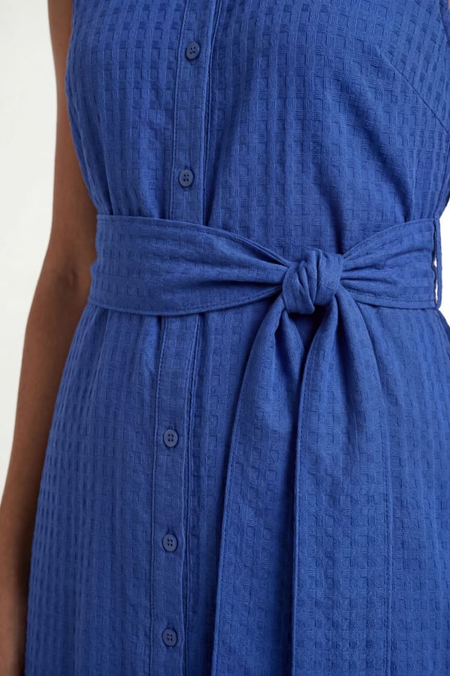 Wallis Wallis Women's Sleeveless Check Organza Shirt Dress in Cobalt - 3