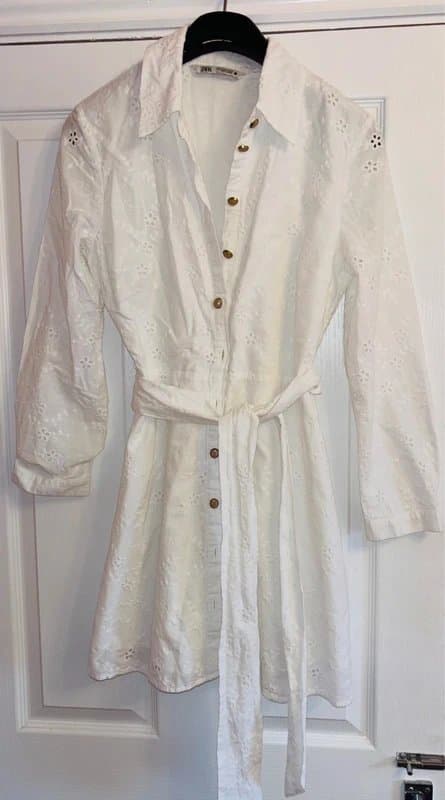 Zara Zara plunge cute shirt dress belt wedding hen do party holiday lined belted 10-12 med same day post