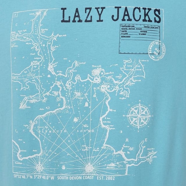 Lazy Jacks Lazy Jacks Men's Printed Cotton T-Shirt in Turquoise - 2