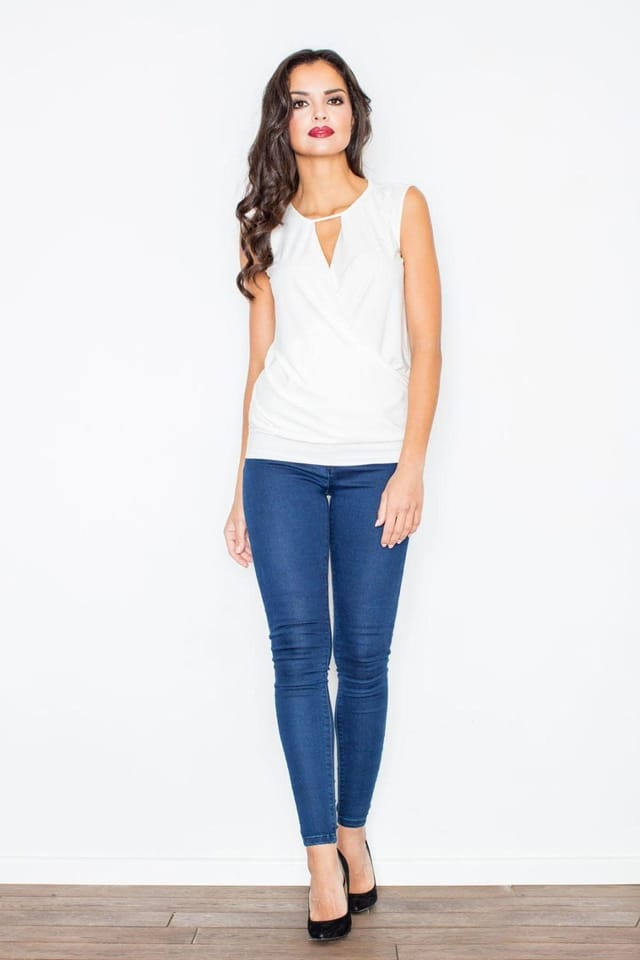 Love Lace Love Lace Women's Elegant Sleeveless Blouse with Cutout Neckline in White - 2