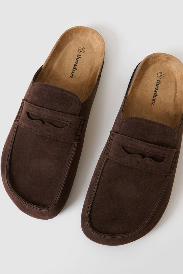Threadbare Threadbare Men's Faux Suede Penny Loafer Sandals in Brown - 3