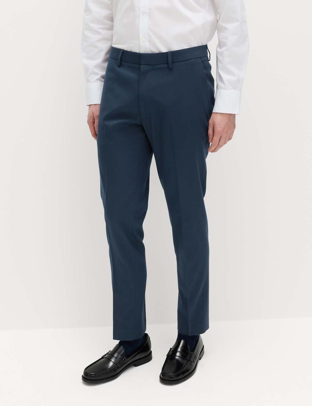 M&S Navy Skinny Fit Smart Stretch Trousers