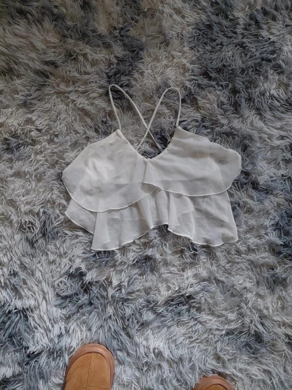 Bershka Cream Chiffon Strappy Top