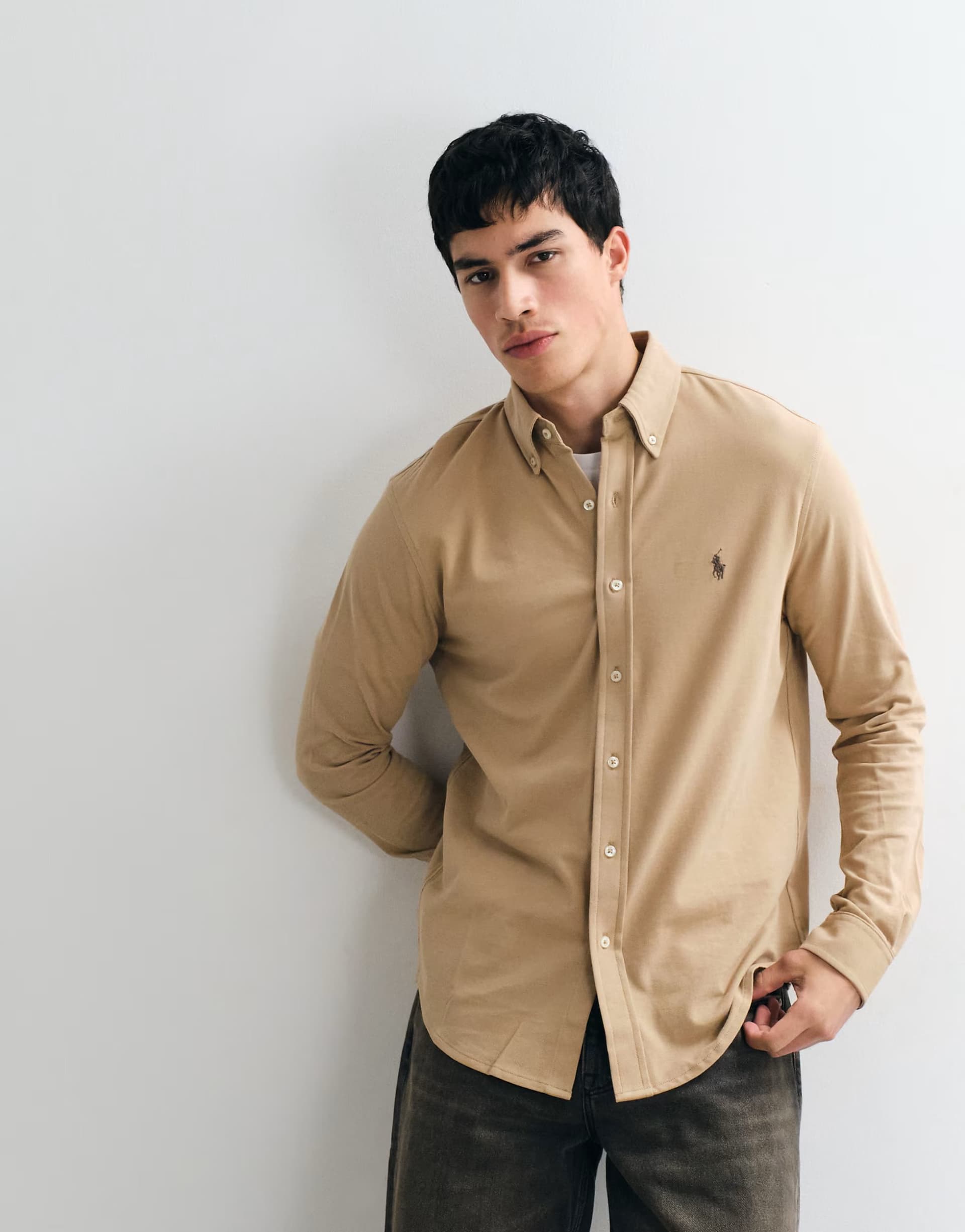 ASOS Polo Ralph Lauren longsleeve button up shirt in khaki