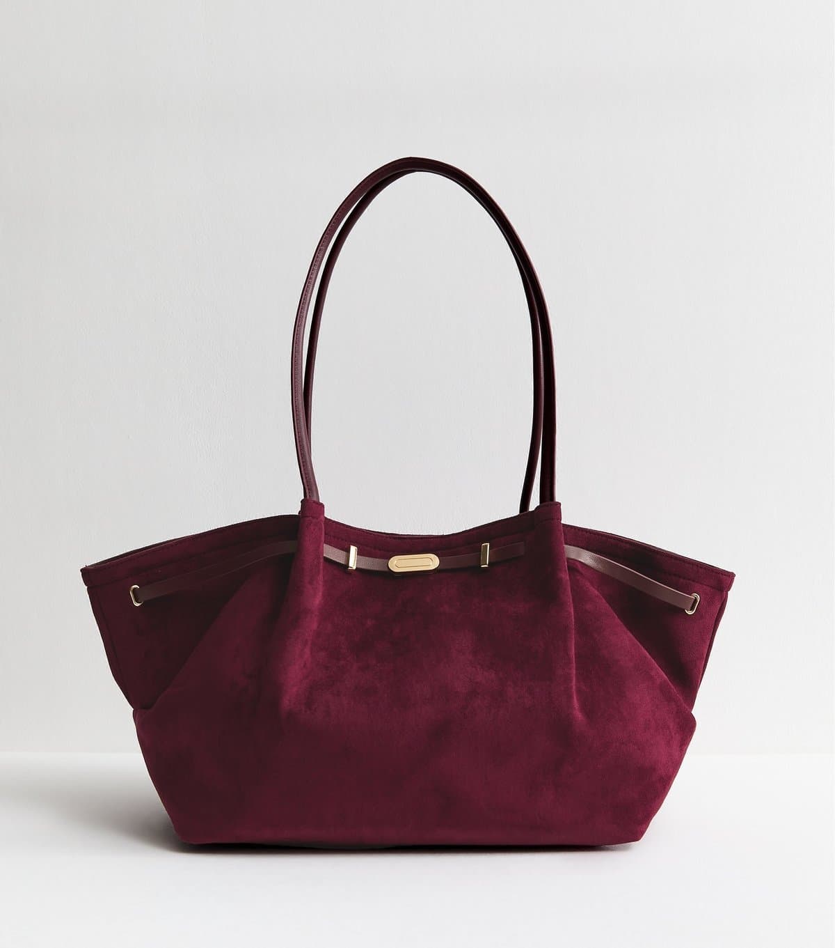 New Look Burgundy Faux Suede Winged Tote Bag Vegan New Look