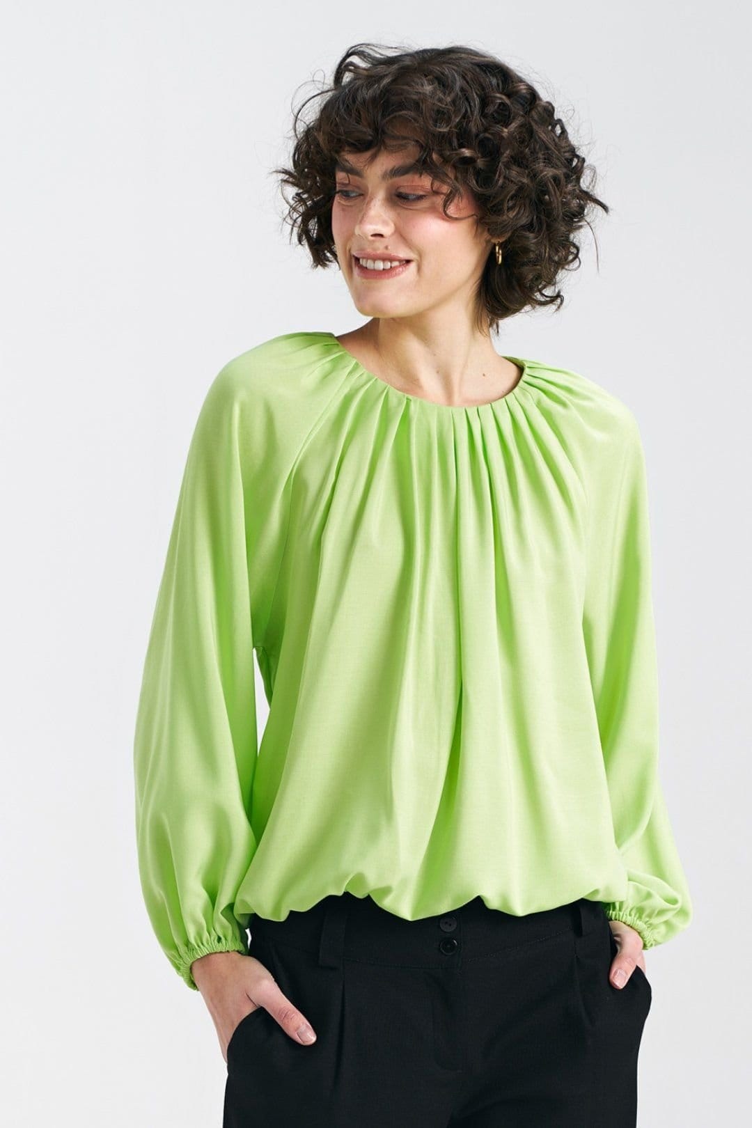 Love Lace Lime Viscose Blouse in Green