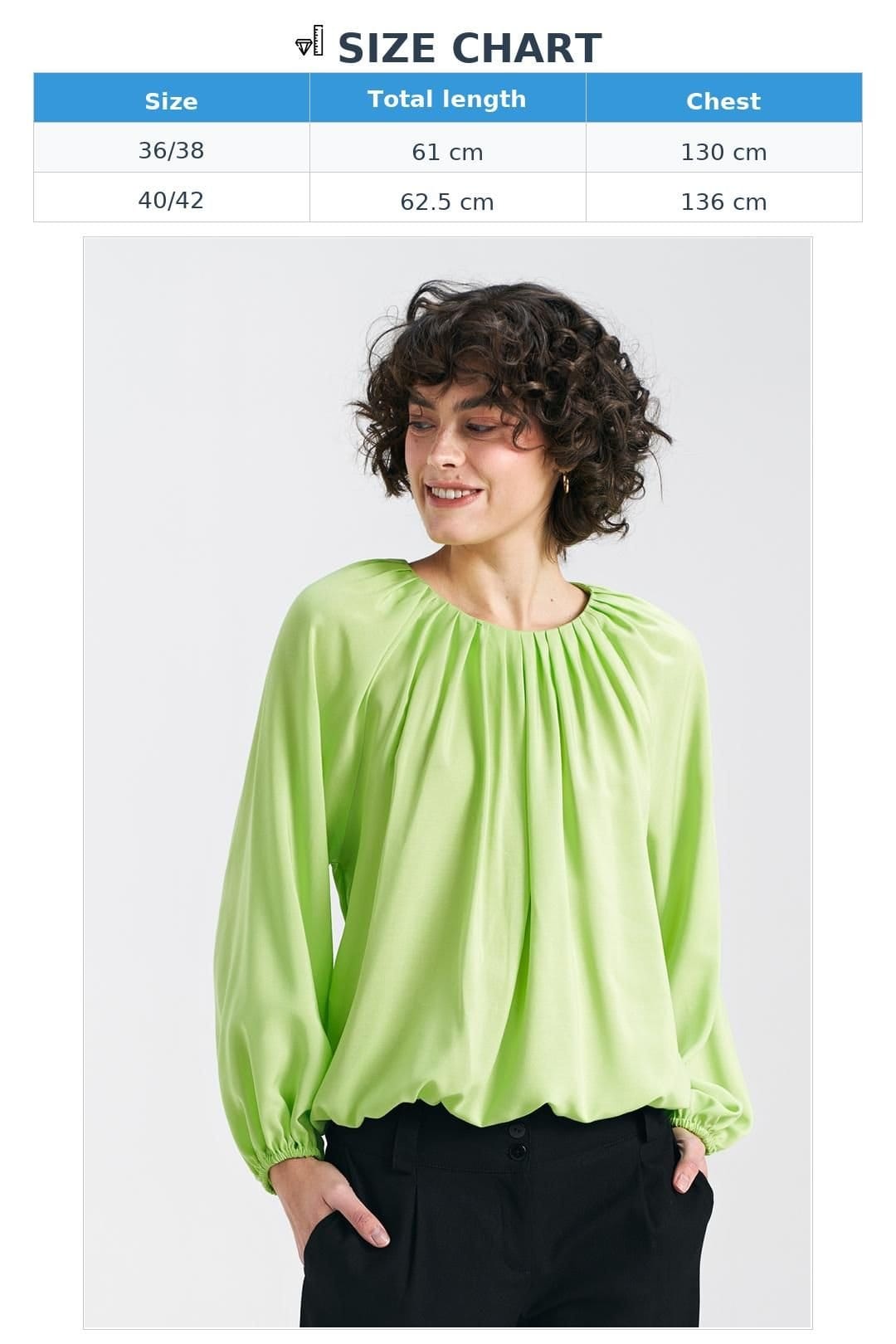 Love Lace Love Lace Women's Lime Viscose Pleated Round Neck Blouse in Green - 4
