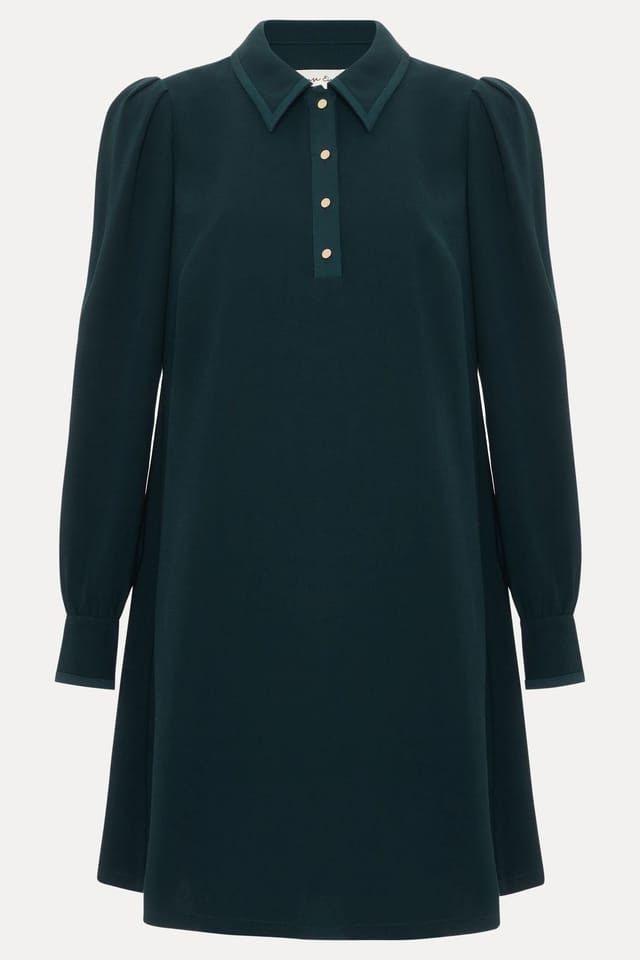 Phase Eight Phase Eight Women's Gina Collared Long Sleeve Swing Dress in Bottle Green - 2