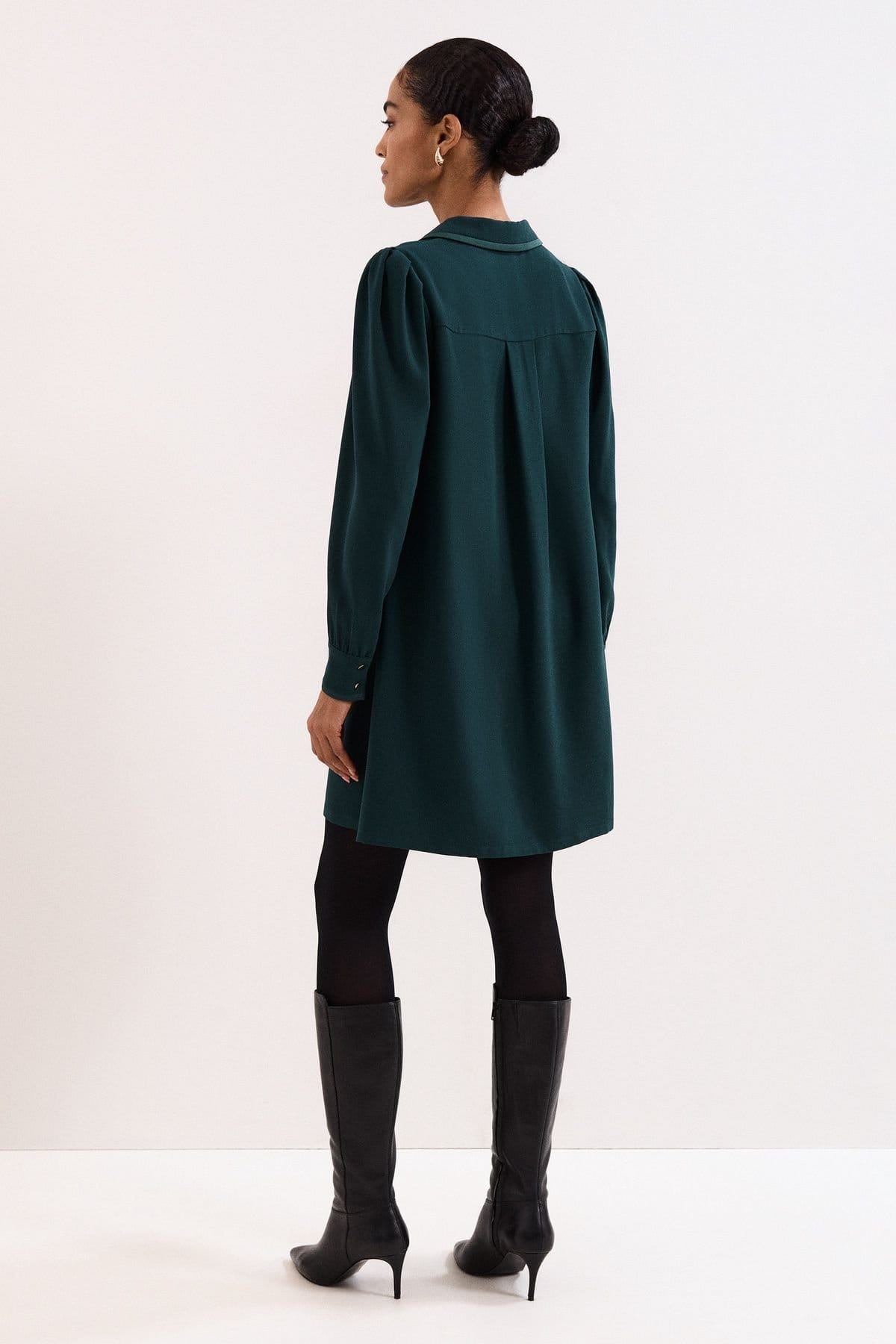 Phase Eight Phase Eight Women's Gina Collared Long Sleeve Swing Dress in Bottle Green - 4