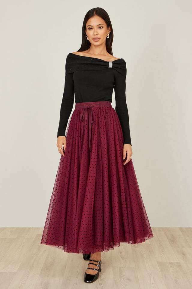 Yumi Yumi Women's Black Sparkle Bardot Jumper With Diamante Detail - 3