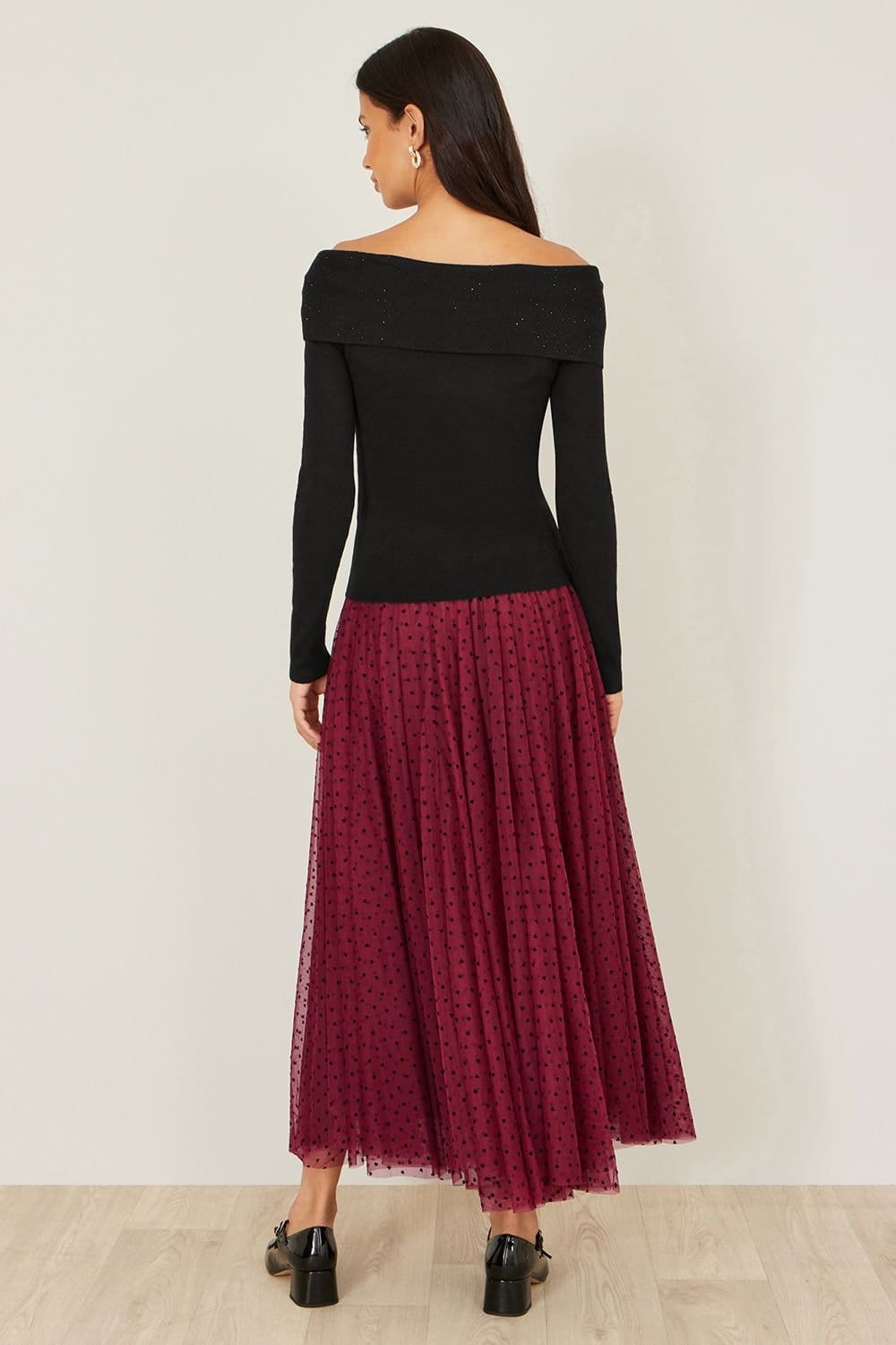 Yumi Yumi Women's Black Sparkle Bardot Jumper With Diamante Detail - 4